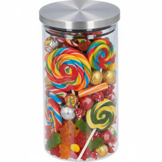 Alpina keuken en voedsel voorraadpot - snoeppot - glas - 950 ml - 10 x 18 cm - met deksel