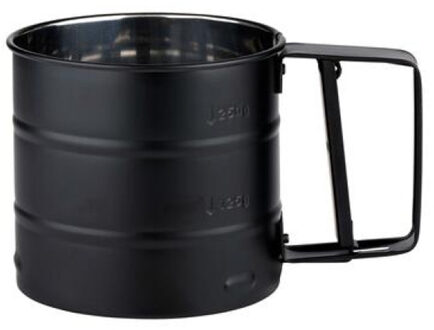 Alpina Keuken meel/poedersuiker zeef - met handvat/knijper - zwart - RVS