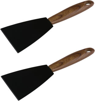 Alpina Keukengerei bakschraper - 2x - zwart - staal - 21 x 8 cm - bakplaat