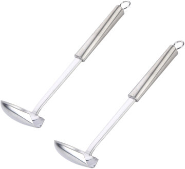 Alpina Keukengerei saus opscheplepel - 2x - zilver - rvs - 28 x 7 cm