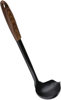Alpina Keukengerei saus opscheplepel - zwart - kunststof en metaal - 28 x 7 cm