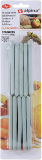 Alpina Keukenmesjes / schilmesjes - 10x stuks - RVS - grijs kunststof - 16 cm - Aardappelschilmesjes