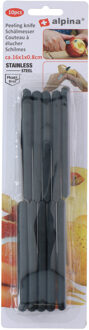 Alpina Keukenmesjes / schilmesjes - 10x stuks - RVS - zwart kunststof - 16 cm - Aardappelschilmesjes