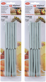 Alpina Keukenmesjes / schilmesjes - 20x stuks - RVS - grijs kunststof - 16 cm - Aardappelschilmesjes