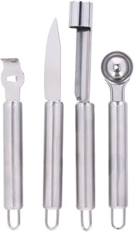 Alpina Keukenset fruitmesjes - 4x - zilver - roestvrijstaal - diverse soorten