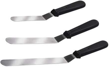 Alpina Kook/keuken gerei - bak spatels - set 3x stuks - zilver - RVS - 35/30/26 cm - Soeplepels Zilverkleurig