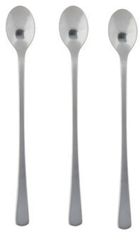 Alpina Lange Koffielepels/dessertlepels - 3x - zilver - RVS - 22 cm - latte macchiato/sorbet lepels