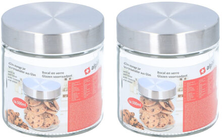 Alpina luxe voorraadpot - 12x stuks - voorraadbus - 500 ml - 12 cm - glas - voedel bewaren