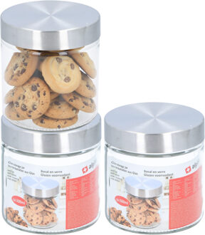 Alpina luxe voorraadpot - 3x - voorraadbus - 500 ml - 12 cm - glas - voedel bewaren