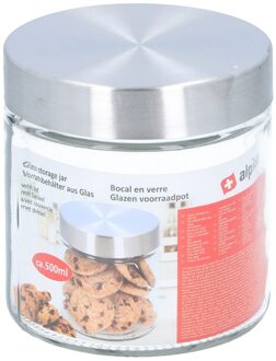 Alpina luxe voorraadpot - 4x - voorraadbus - 500 ml - 12 cm - glas - voedel bewaren