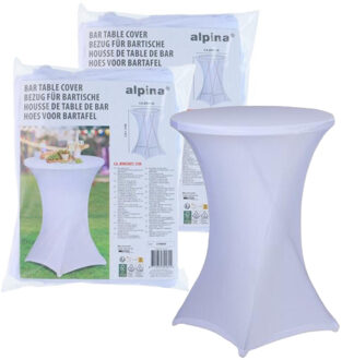 Alpina nette afdekhoes voor een statafel - 2x - wit - spandex elastiek - D90 x 115 cm