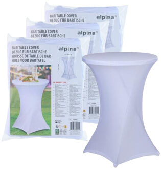 Alpina nette afdekhoes voor een statafel - 3x - wit - spandex elastiek - D90 x 115 cm