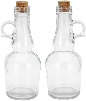 Alpina Olie-en azijnfles set - met kurk - glas - 250 ml - Olie- en azijnstellen Transparant