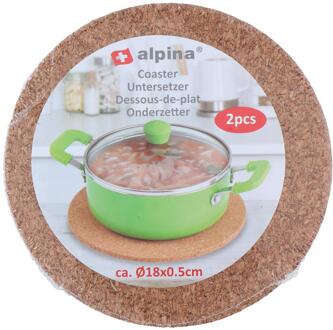 Alpina Onderzetterset 2-delig kurk Ø18cm bruin