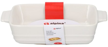Alpina Ovenschaal - rechthoekig - keramiek - wit - 25 x 15 x 5 cm - 1 liter