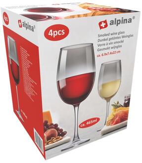 Alpina Rode Wijnglas Smoke 465ml 4 stuks grijs