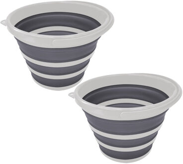 Alpina Schoonmaakemmer - 2x - opvouwbaar - 10L - emmer - wit/grijs - 32