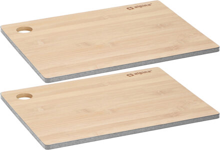 Alpina Set van 2x stuks snijplanken antraciet rand 23 en 28 cm van bamboe hout