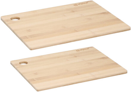 Alpina Set van 2x stuks snijplanken naturel rand 23 en 28 cm van bamboe hout