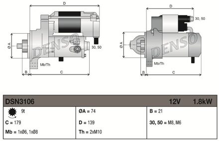 Alpina Startmotor / Starter DSN3106