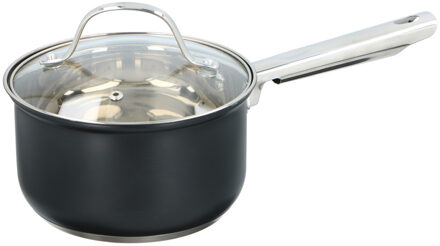 Alpina Steelpan met deksel - RVS - zwart - 1500 ML - Lengte 32 cm - Dia 16 cm