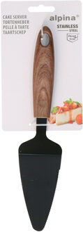Alpina Taartschep - RVS - zwart/bruin - 25 cm - Keukengerei - opdienen/serveren van taartjes