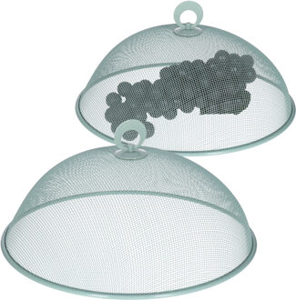Alpina Vliegenkap/voedselkap - 2x - rond - D30 x H15 cm - groen - buiten eten - anti insecten - metaal