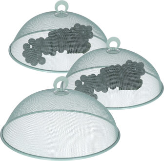 Alpina Vliegenkap/voedselkap - 3x - rond - D30 x H15 cm - groen - buiten eten - anti insecten - metaal