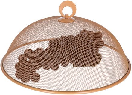 Alpina Vliegenkap/voedselkap - rond - D30 x H15 cm - oranje - buiten eten - anti insecten - metaal