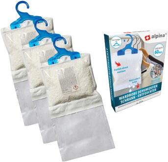 Alpina Vochtonttrekker Kledingkast - 3x - Incl. hanger - tegen schimmelvorming - bestrijd condens - vochtva