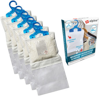 Alpina Vochtonttrekker Kledingkast - 5x - Incl. hanger - tegen schimmelvorming - vochtvanger