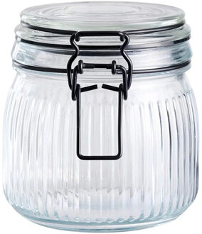 Alpina Voorraad/weck pot - transparant - geribbeld?glas - 12 x 11 cm - 0.5 L