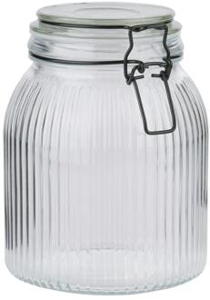 Alpina Voorraad/weck pot - transparant - geribbeld?glas - 17 x 13 cm - 1,4 L