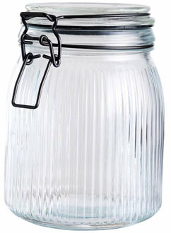 Alpina Voorraad/weck pot - transparant - geribbeld?glas - 17 x 13 cm - 1,4 L