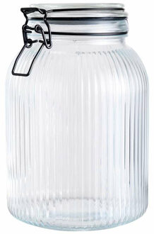 Alpina Voorraad/weck pot - transparant - geribbeld?glas - 20 x 14 cm - 1,9 L