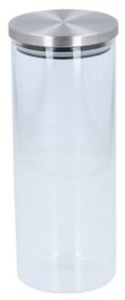 Alpina Voorraadpot - 1500 ml - snoeppot - glas - 10 x 25 cm - met RVS deksel