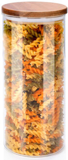 Alpina Voorraadpot/bewaarpot Foodking - borosilicaat glas - 1250 ml - glas/hout - luchtdicht