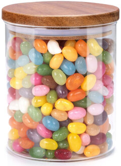 Alpina Voorraadpot/bewaarpot Foodking - borosilicaat glas - 600 ml - glas/hout - luchtdicht