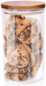 Alpina Voorraadpot/bewaarpot Foodking - borosilicaat glas - 950 ml - glas/hout - luchtdicht