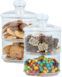 Alpina Voorraadpot/bonbonniere - 2x - glas - 2 laags - 16 x 28 cm - opbergpot