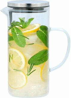 Alpina Waterkaraf - met handvat en filter - 1,3 L - schenkkan Transparant