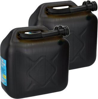 Alrides 2x Jerrycans/benzinetanks 10 liter zwart - Voor diesel en benzine - Brandstof jerrycan/benzinetank