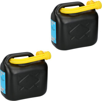 Alrides 2x Jerrycans/benzinetanks 5 liter zwart - Voor diesel en benzine - Brandstof jerrycan/benzinetank