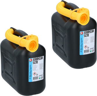 Alrides 2x Jerrycans/benzinetanks 5 liter zwart- Voor diesel en benzine - Brandstof jerrycan/benzinetank