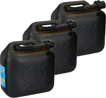 Alrides 3x Jerrycans/benzinetanks 10 liter zwart - Voor diesel en benzine - Brandstof jerrycan/benzinetank