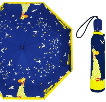 ALS REGEN Romantische Leuke Kat Paraplu Automatische Paraplu Regen Vrouwen Drie-Vouwen Zwarte Coating Parasol Parasols UBY29 UBY08-blauw