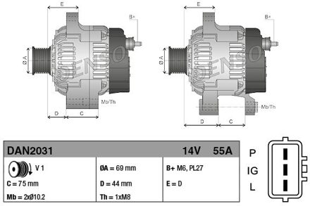Alternator Caterpillar 55A DAN2031