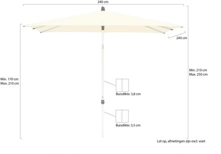 Alu-Smart parasol 240x240cm - Laagste prijsgarantie! Wit