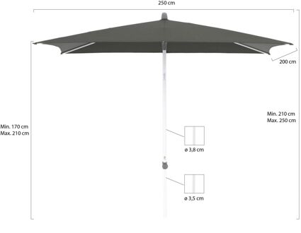 Alu-Smart parasol 250x200cm - Laagste prijsgarantie! Grijs