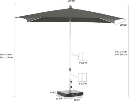 Alu-Smart parasol 250x200cm - Laagste prijsgarantie! Grijs